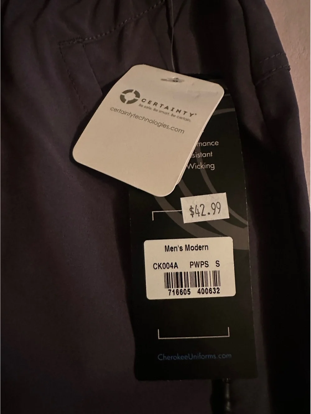 NWT Cherokee Infinity Men’s Jogger Scrub Pants CK004A - Navy Blue, Size S